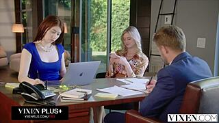 Bratty amber moore rides boss cock like vixen