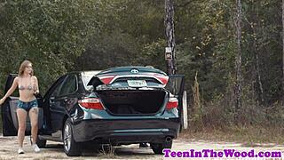 stranded teen 18+ throatfucked rough by neighbor then facial blast