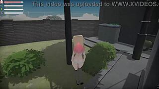 Roxane boldly bares big ass outdoors in public hentai game