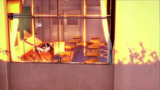 futanari student milks teacher's cock with deepthroat handjob cumshot