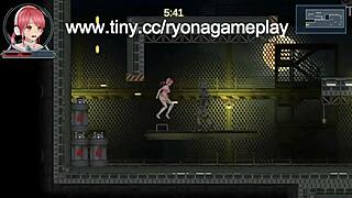 Redhead anime girl rides robot cock hard in erotic idol run hentai game 😍🔥