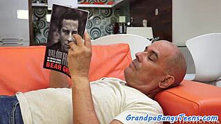 smalltitted teen rides grandpa's cock in steamy cowgirl