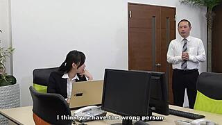 office ladies train strapon riding to crush gropers at work?