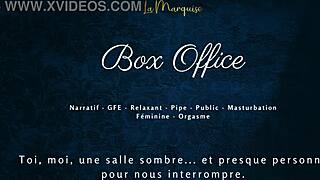 Box Office French Babe Gives Dirty Public Blowjob