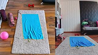 curvy milf's wet yoga ass workout spreads