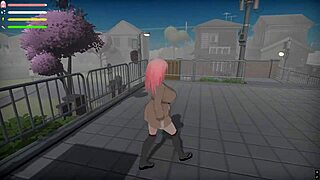 Roxane boldly bares big ass outdoors in public hentai game