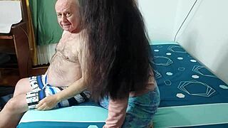 Rip those clothes! Agarabas strips teases big cock with joi ball kicking gape!