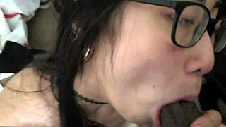eva yi slurps big black cock balls early morning spit sloppy