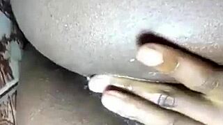 ebony ass squirts from deep anal fingering play