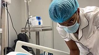 horny doctor fucks ebony teen patient doggystyle then blasts tits with cum