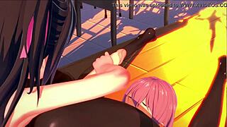 futanari student milks teacher's cock with deepthroat handjob cumshot