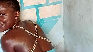 crazy ghana ebony babe strips and teases her wet pussy