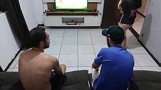 brazilian housewife lost in husband's bet fucks his friend watching