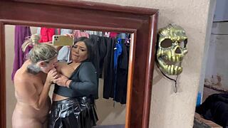 Caught my tenant masturbating huge tits in backyard joined right in