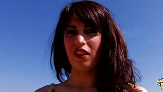 brunette slut bent over for outdoor anal pov