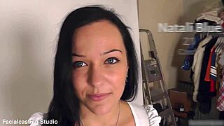 this teenie cums over and over falling hard for that monster cock in casting