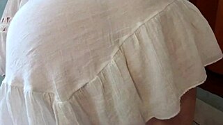 madrasta in see-through dress no panties cleaning house 😏🔥