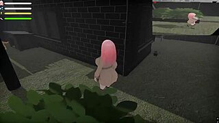 Roxane boldly bares big ass outdoors in public hentai game