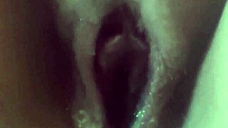 morning wet pussy dildo play after creampie