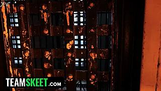 Vi raw fucks petite caitlyn in kinky arcane lesbian strapon parody