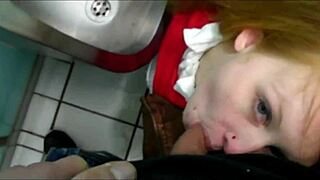 toilet blowjob tempts hidden whore's cum craving