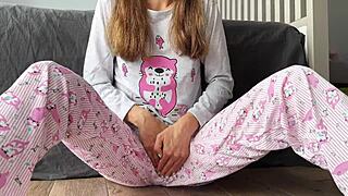 stepsister's tiny boobs bounce as i finger her pussy till she squirts close-up?