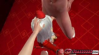 Hentai Ms. Santa Gangbang: Double Blowjob, Cowgirl DP, Creampie in Red Room