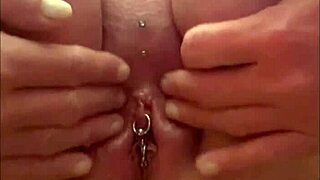 Squirting Pee Gushes Strong After Pierced Clit Orgasm Rub
