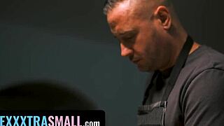 Stepdad clueless as stepson bangs petite redhead stepsis around house