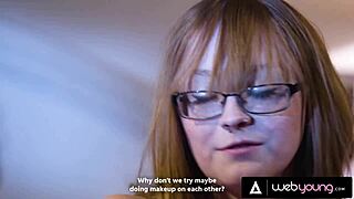 nerdy redhead amber stark ravages allie addison in lesbian frenzy