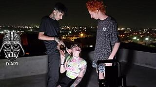 check out this young girl pleasing two guys