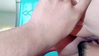 licking chubby housewife's wet pussy while home alone