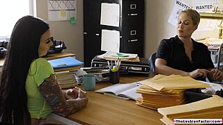 What happens when brunette lesbian rims that milf sheriff's juicy shaved ass?