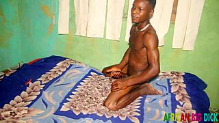 damn, this perfect african teen's tight wet pussy shakes on homemade big black cock