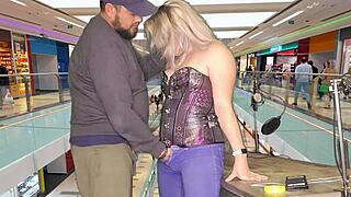 we sneak into the public mall for risky fingering and creampie sex where shoppers might spot us