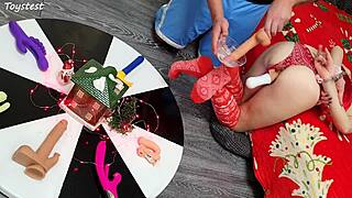 Two dildos stretch her tight pussy double win