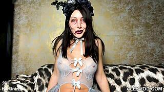 Hotkinkyjo halloween witch stuffs huge mrhankey dildo in ass fisting prolapse