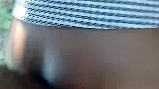 ebony babe cums hairy in outdoor garage bushes destroyed