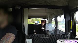 Redhead Babe Banged Hard by Big Cock Fraud Driver in Backseat