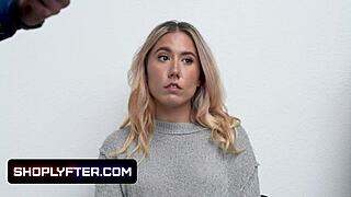 petite blonde thief paisley bennett bent over for security guard's monster cock pounding