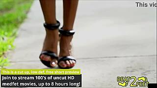 giggles teases her tattooed long-haired feet in sexy high heels close up