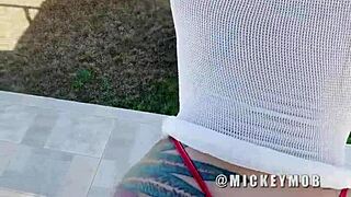 Big booty santana red slurps huge cock blowjob beachside