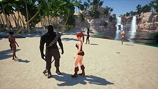 Serenia chokes on black bol's monster cock outdoors!