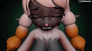 The furry Wooloo with glasses rides penis cowgirl in uncensored hentai POV animation sex scene