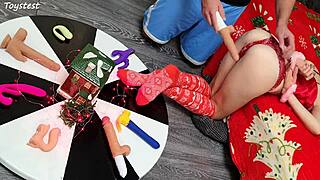 Two dildos stretch her tight pussy double win