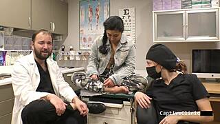 Nurse Jasmine Rose Spreads Shaved Pussy In Handcuffs!