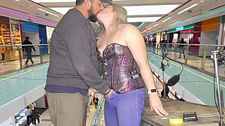 we sneak into the public mall for risky fingering and creampie sex where shoppers might spot us