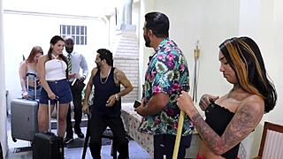 Pastor pounds slutty maid's ass raw in family shack