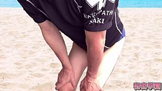 borrowing lifeguard uniform for my wet handjob cum!