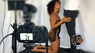 mila's petite mouth slurps big black monster cock sloppy?